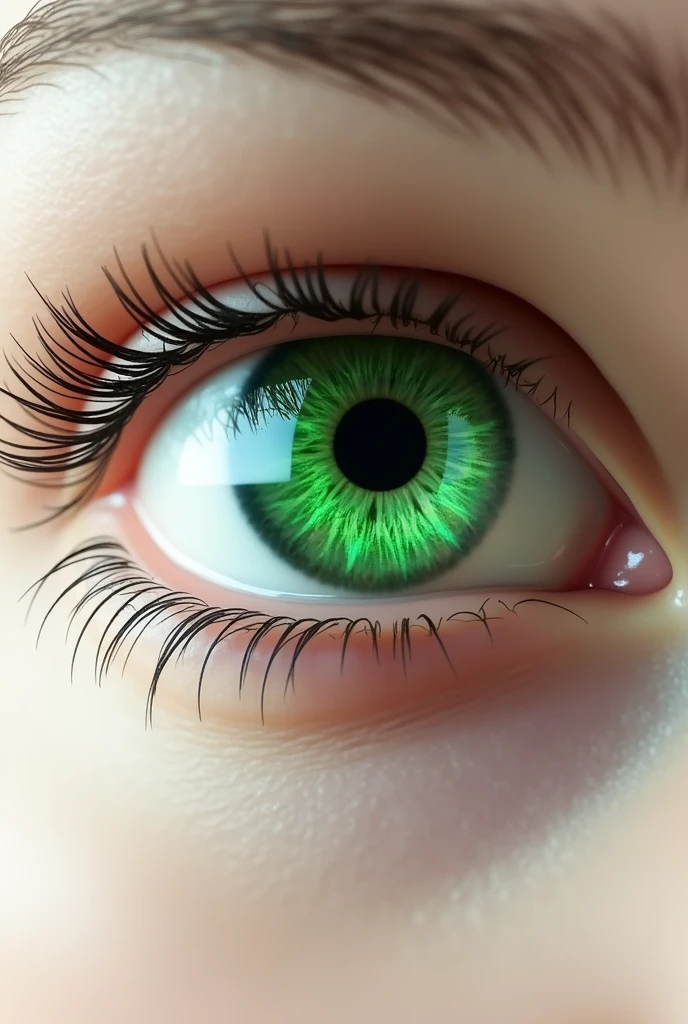 Realistic, healthy eye, staring straight towards me, with green eyes