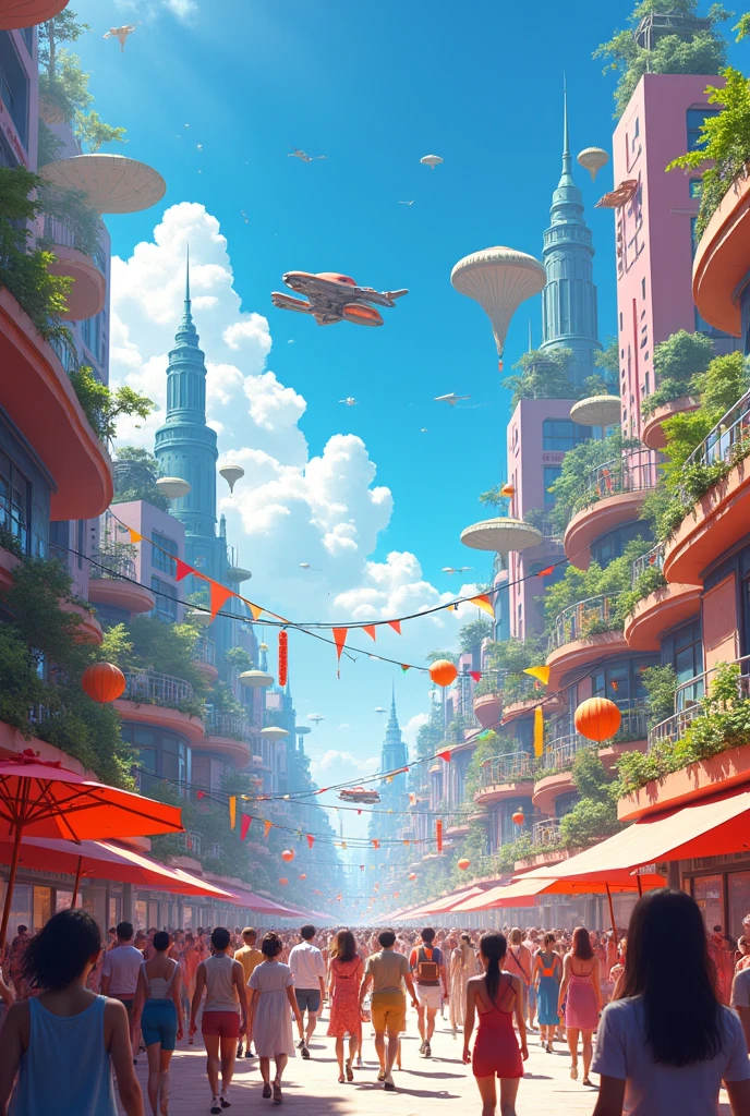 Fantastic World、Bustling city、fun、blue sky、summer、festival