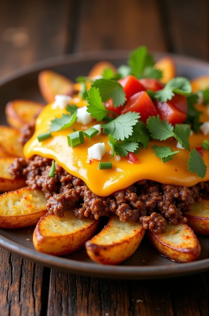 Mexican Papalon**
*Potato wedges, shredded beef, beak of gallo, and melted cheddar cheese.*