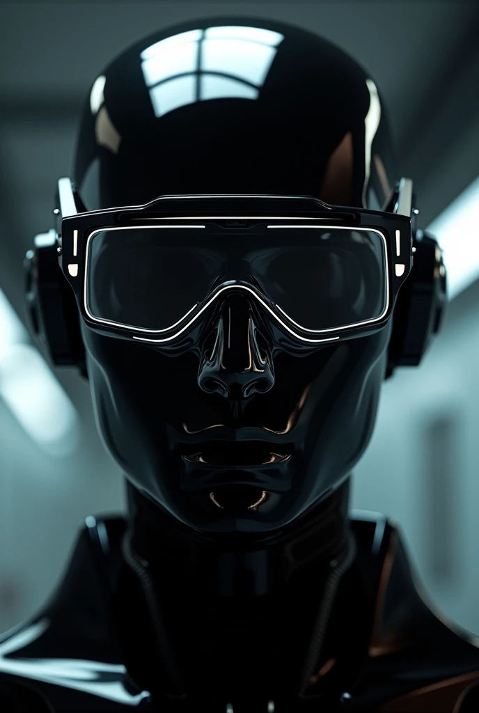fancy engineer glasses, black aura robot style, only the pure lenses