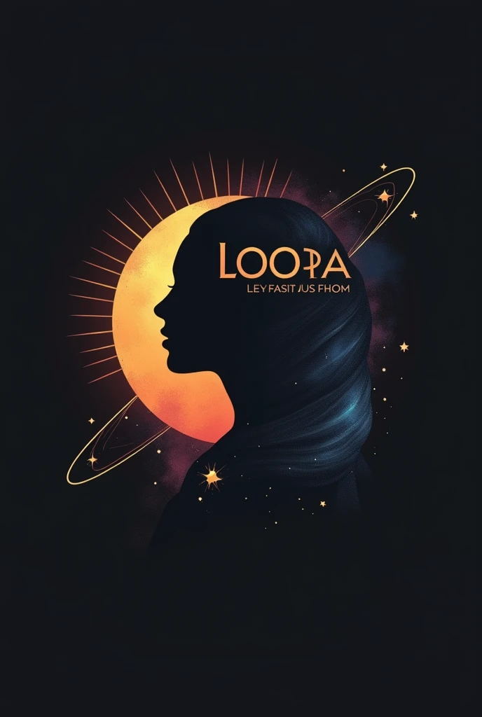 a logo with centralized writing LOORA with a capital letter and 99999 with a lowercase letter, written with planet being the name highlighted in the logo
be minimalist
with planet elements, the shadow of a woman making a headline, a radiant star, a simple contemporary art background