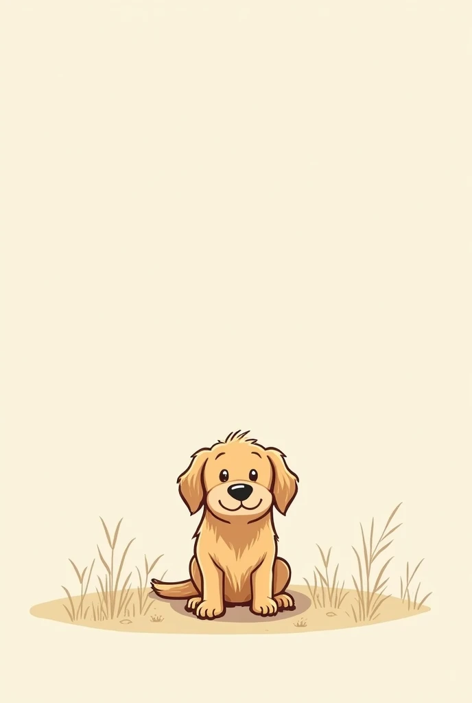 Simple, thin line drawing, cute, hand-drawn cartoon style, old dog golden retriever, gentle expression, curious expression, pastel color, limited color usage、Simple background Characters are placed in the center For children Gentle Peaceful