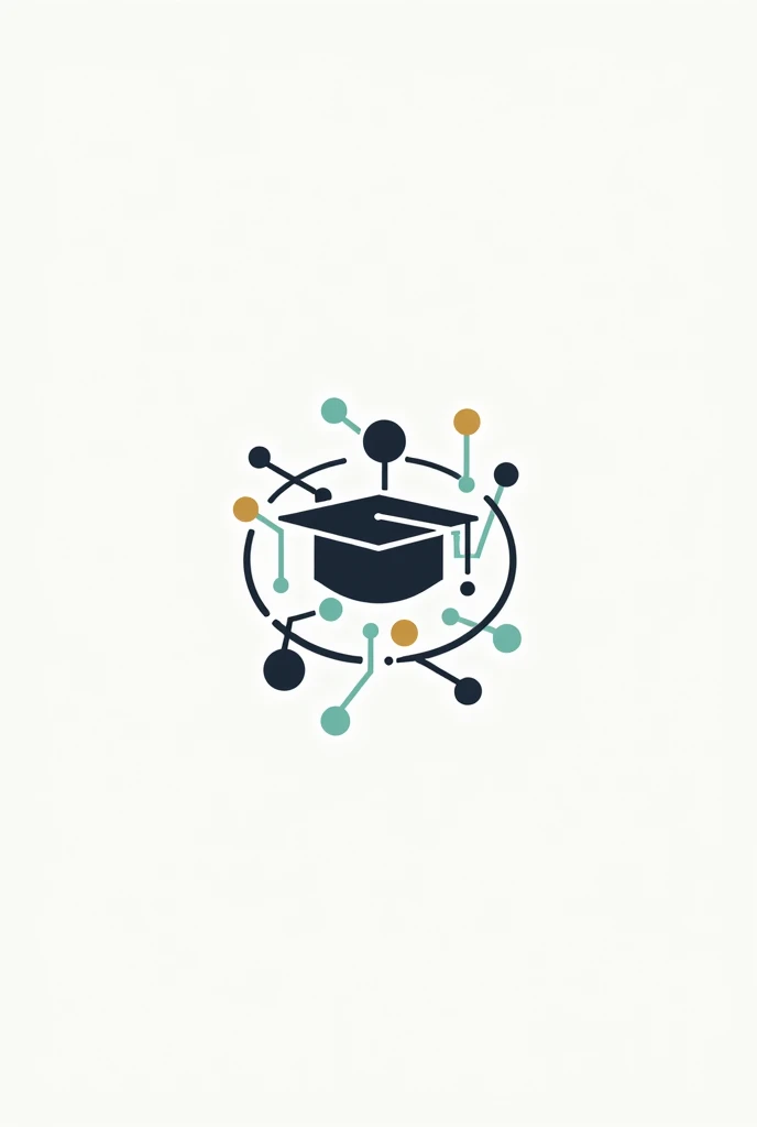 Generate a logo where a book and a person appear above in simple animation mode with a mortarboard, and some lines around it that imitate the connections and networks of technology. 


