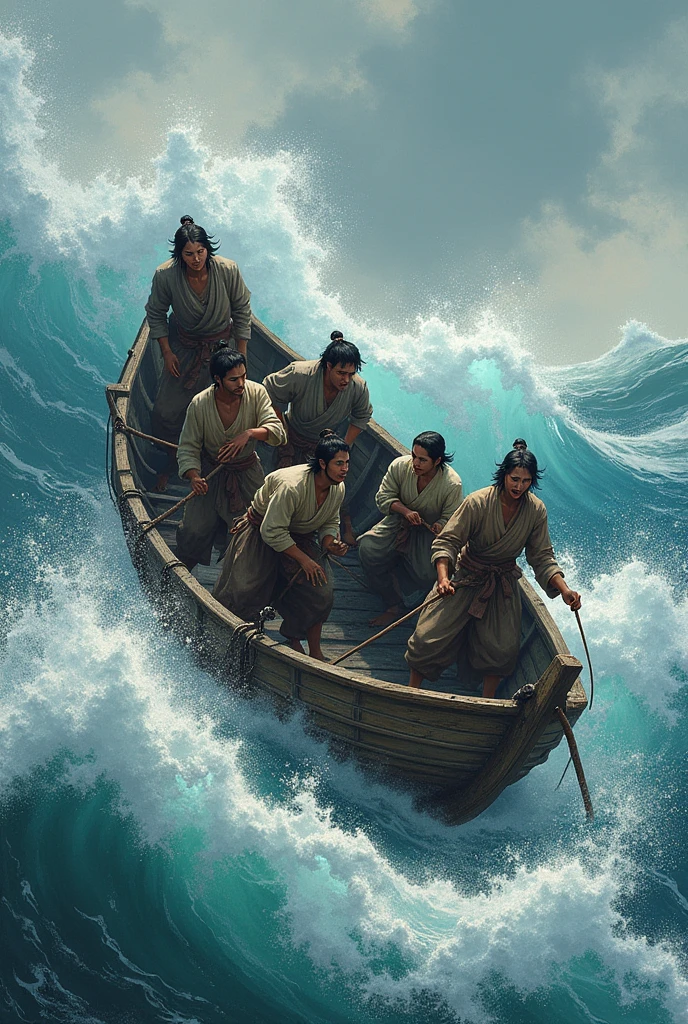 Edo Period Korean merchant Rough seas Hard to break Distress 5-people cling Shaking