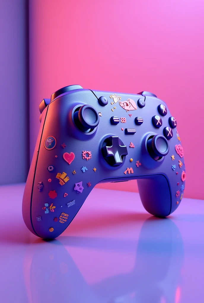 purple video game controller with 2D details