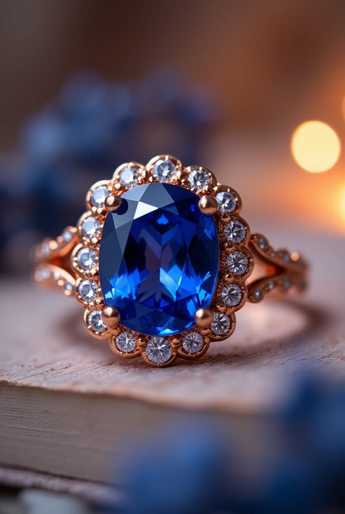 engagement ring with a large sapphire 
