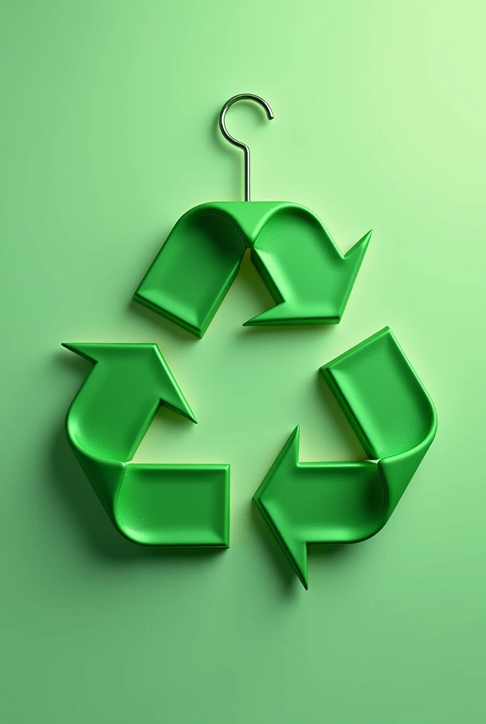 A recycling symbol integrated with a clothes hanger, using green tones, cheered up