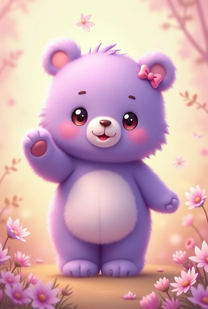 Cute purple female bear with the name 'Suh' 
