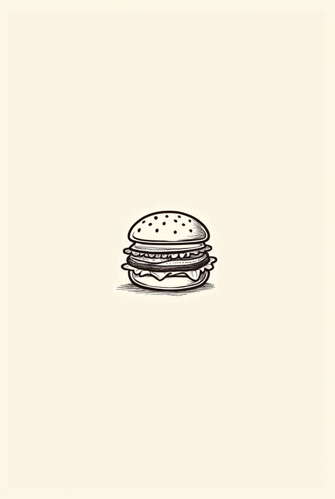 Outline of a hamburger similar to a simpler, less detailed hand-drawn sketch