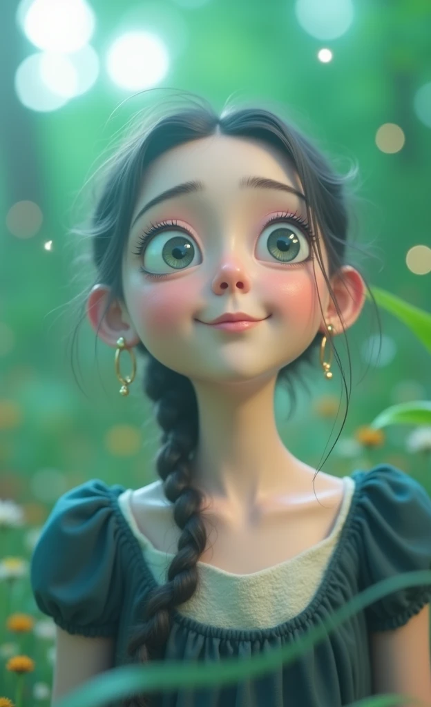 pixar style, 1girl, beautiful detailed eyes, beautiful detailed lips, extremely detailed face and portrait, intricate details, cute, happy expression, colorful, vibrant, warm lighting, cinematic, whimsical, dream-like, fantastical, magical, (best quality,4k,8k,highres,masterpiece:1.2),ultra-detailed,(realistic,photorealistic,photo-realistic:1.37)