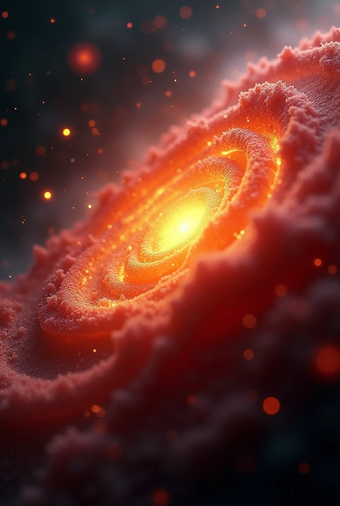 cinematic film still make a red yello orange colored galaxy dark background, quality photo, moist texture, frosting, studio photo, slice . shallow depth of field, vignette, highly detailed, high budget, bokeh, cinemascope, moody, epic, gorgeous, film grain, grainy