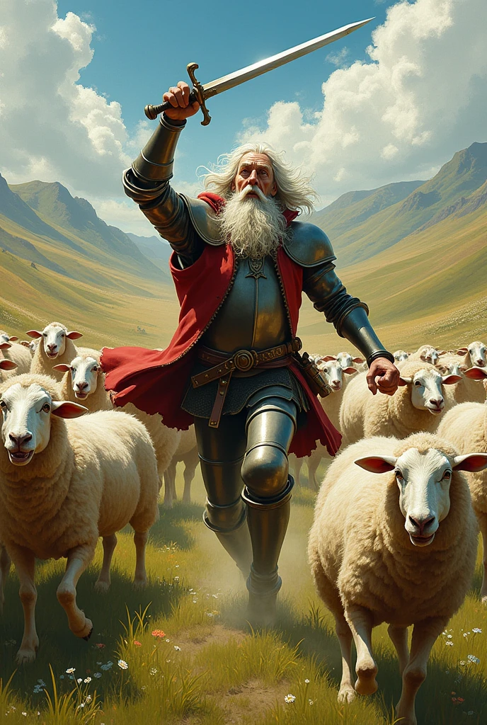 Don Quixote's flocks of sheep Fight Don Quixote attacks the sheep another image