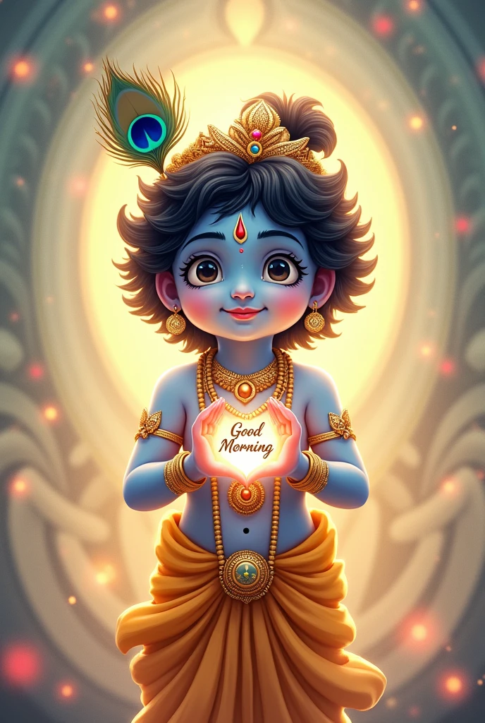 Little krishna say good morning in heart Text