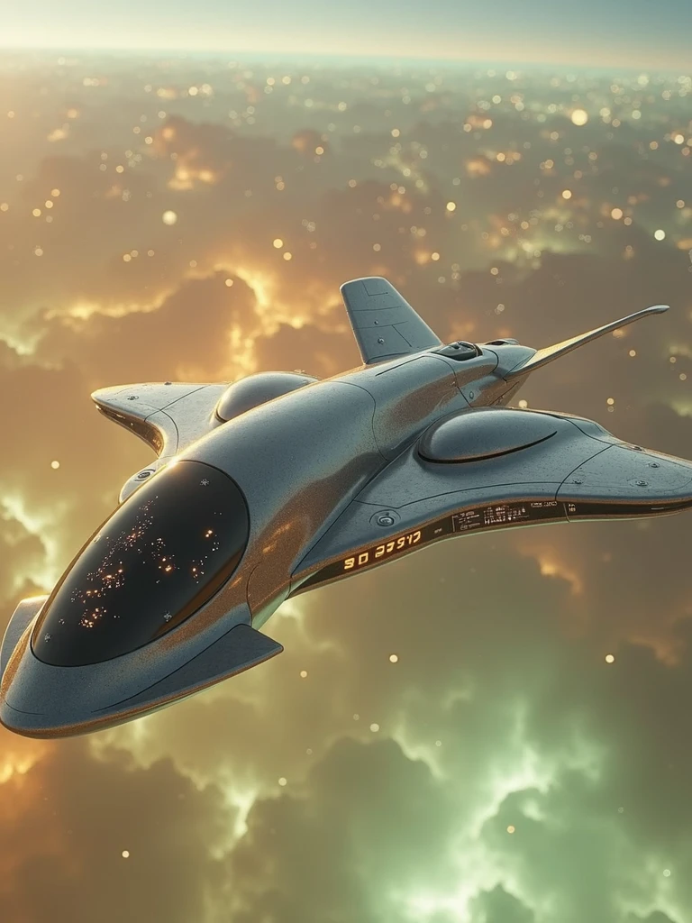 Create a prompt for creating an image using artificial intelligence with maximum quality of advanced galactic style details an alien ship flying in space