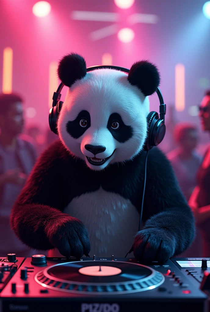 A handsome panda playing DJ