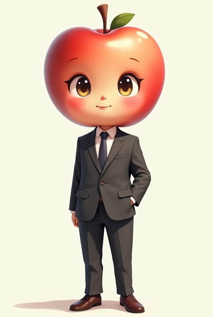 Anime style character with an apple head and wearing a suit