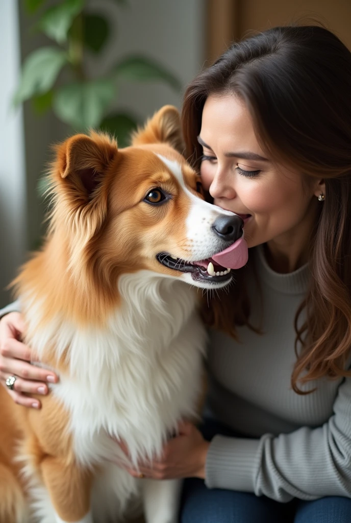 Woman licking dog's ass