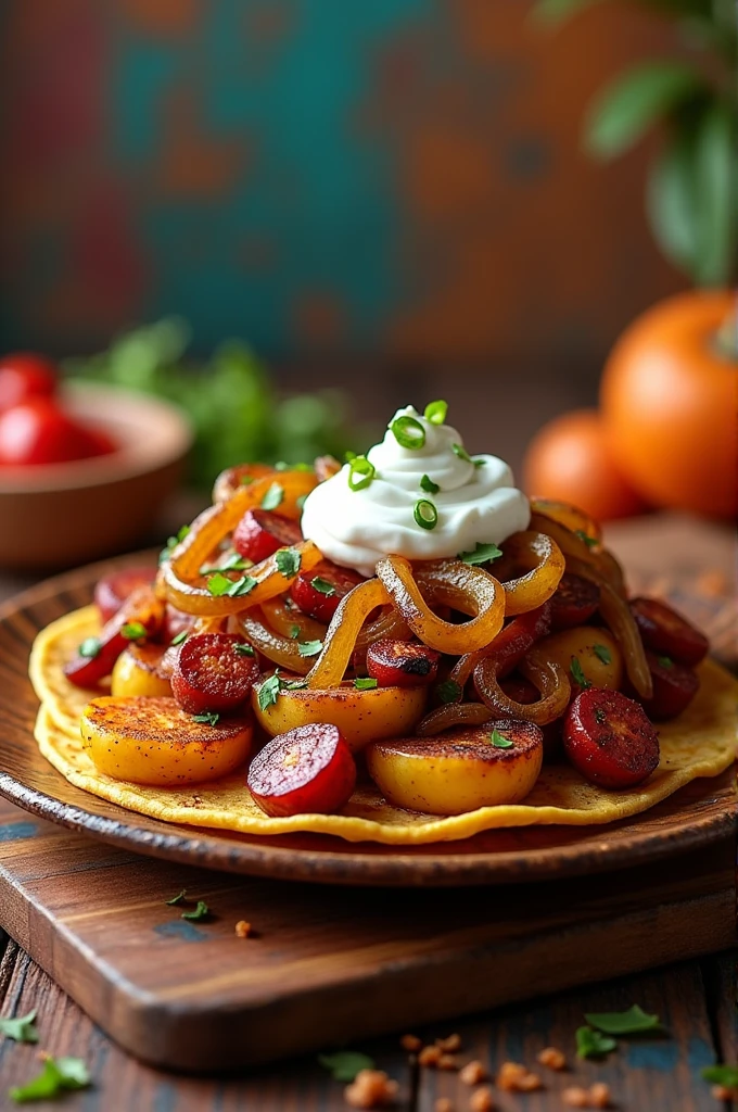 Papacidra Ranchera**
*Creole potatoes, Santa Rosa chorizo, grilled onion, and sour cream.*
**Price:** $15,000