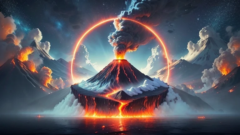 volcano with lava and lava rising from the ocean at night, volcano Eruption, volcano exploding, volcanic Eruption, volcano background, amazing volcanic Eruption, volcano landscape, Stunning 8k art, erupting volcano, highly detailed digital art in 4k, volcano setting, volcano, Eruption, beautiful digital art, detailed digital art in 4k, dark volcano background, Epic 3D illustrations