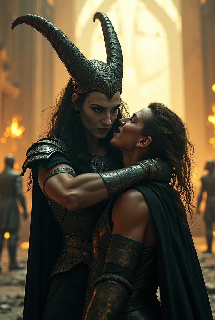 a picture of hela choked a warrior of asgard