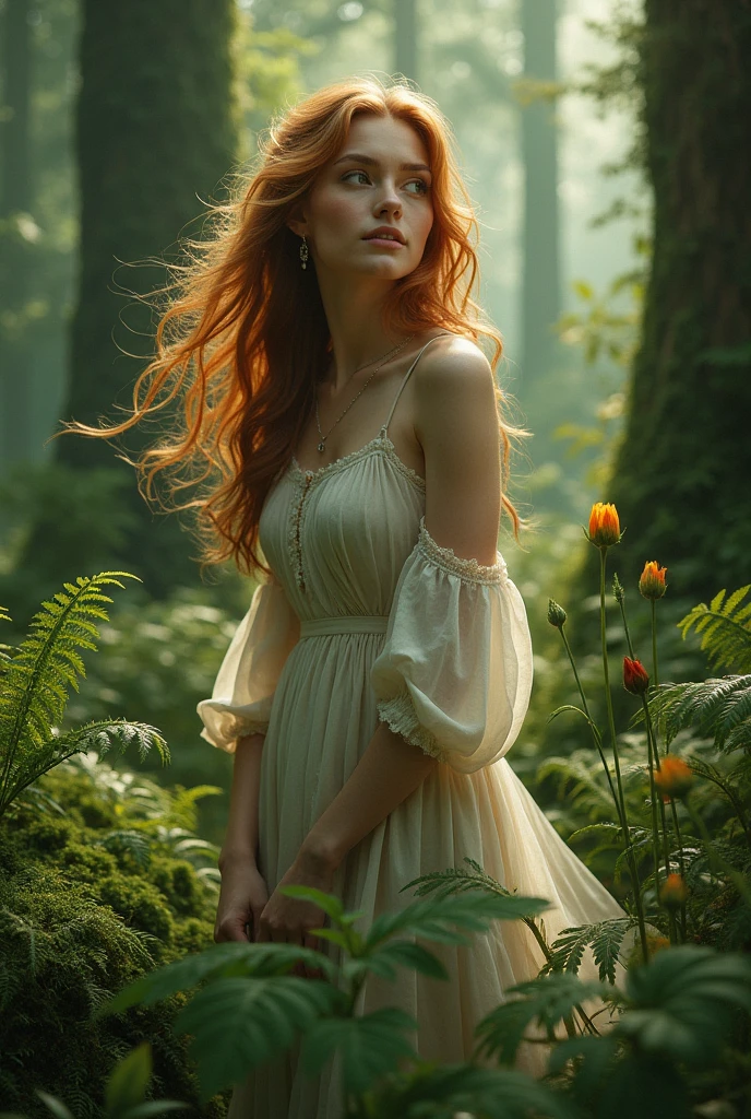 a woman in the forest