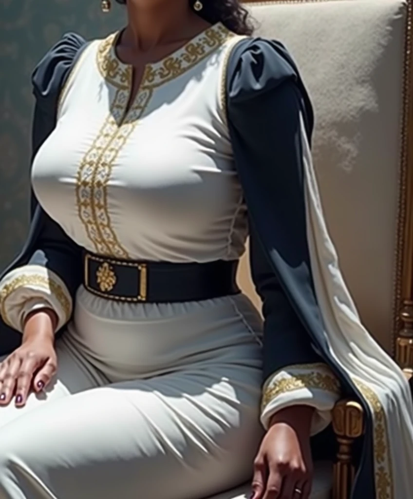 6 ft big breasted average beautiful sri lanakan wealthy age 25 girl in maharani dress. Wearing Academic regalia.well educated.sit in chair with massive big boobs, big butt 