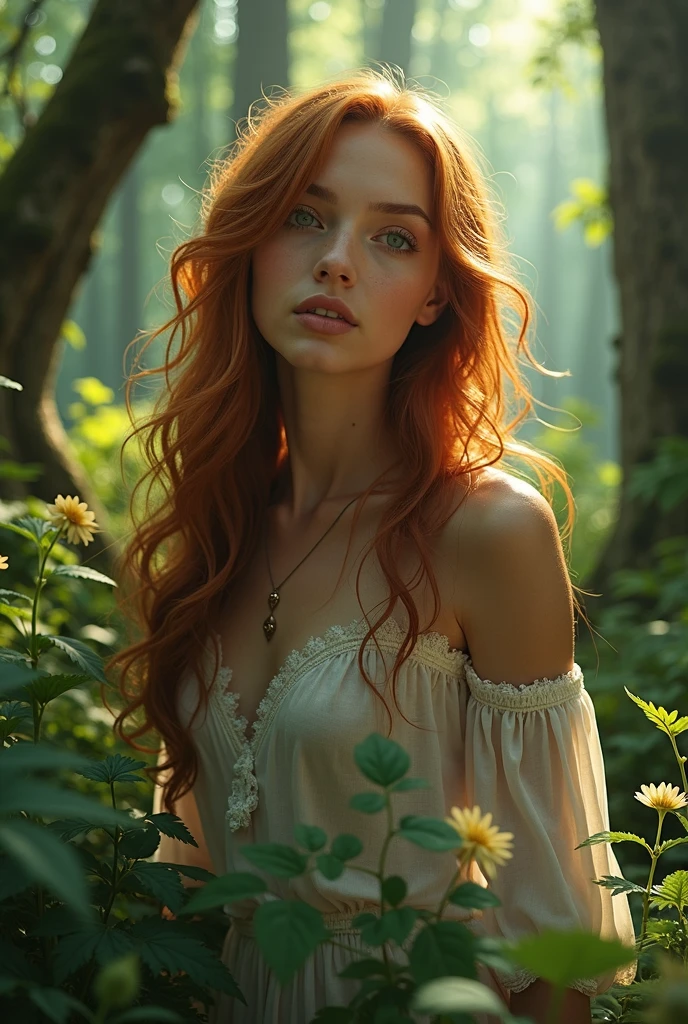 a woman in the forest 
