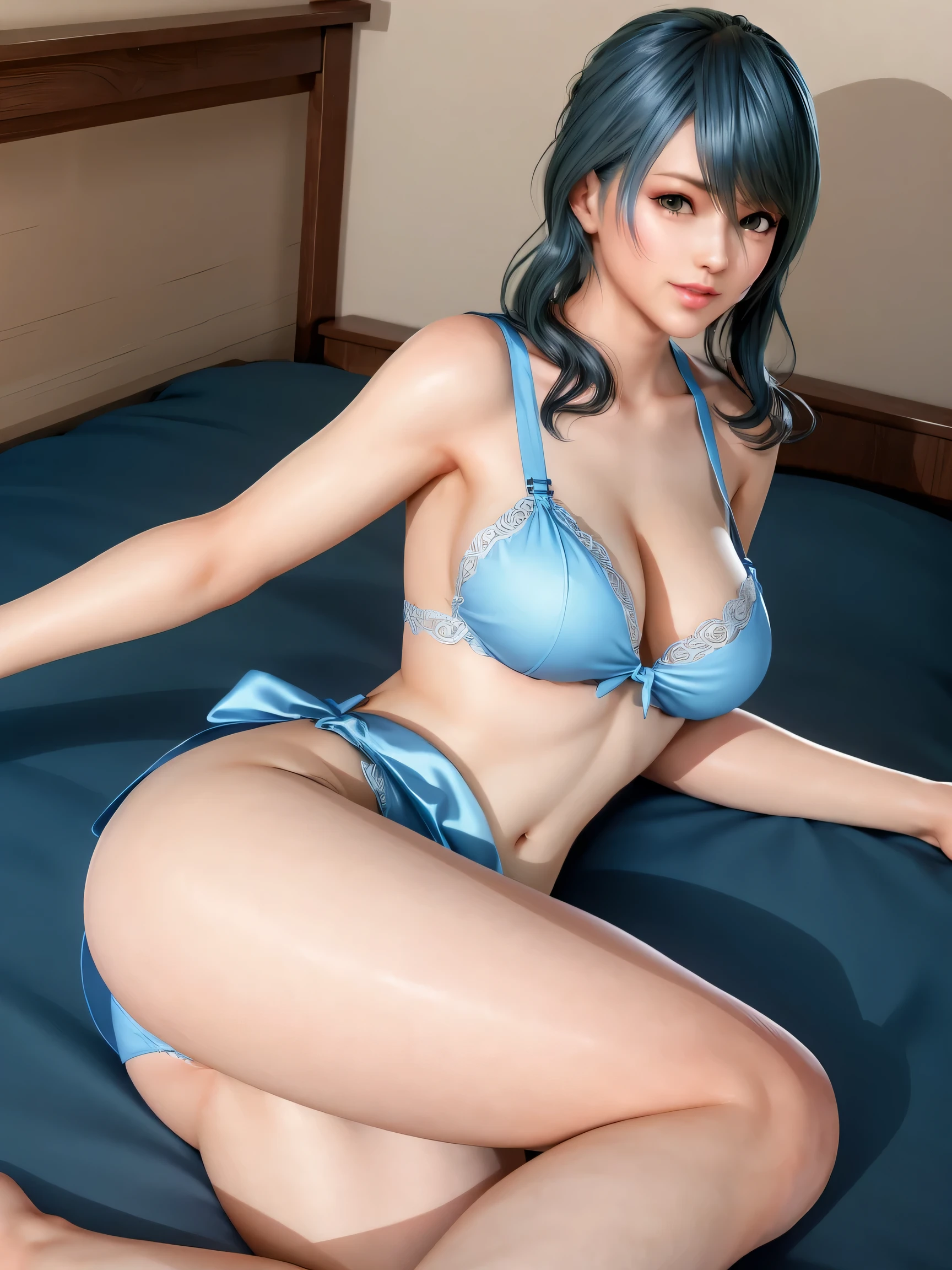 1girl,(sexy pajama), smile, side view, (lying on bed), night ,masterpiece, best quality, HD, 8K, Ultra- high resolution, Extreme Detail, Super detailed, beautiful eyes, beautiful hair, Beautiful side, beautiful skin, curvy, tamaki, Cosmic Eyes,