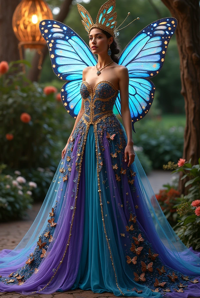 Butterfly Queen Costume Party Dress with Butterfly Crown