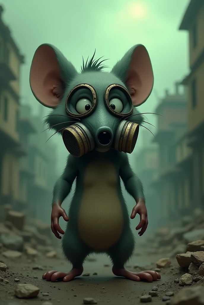 Jerry from Tom and Jerry with gas mask