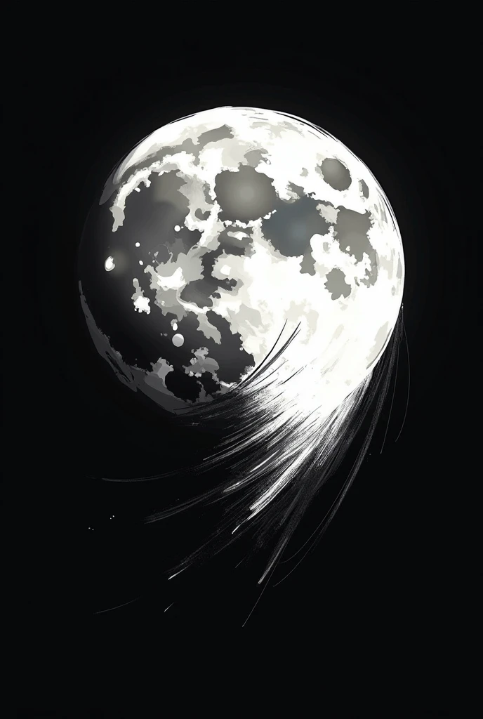 I need a vector of the moon with a lot of strokes, with the black background