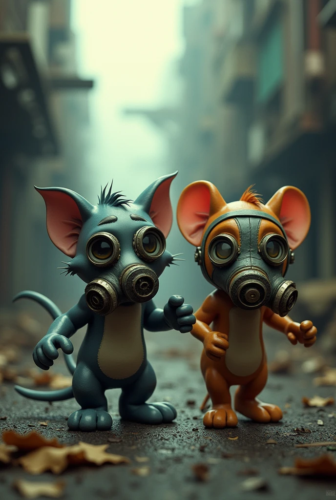 Tom and Jerry with gas mask