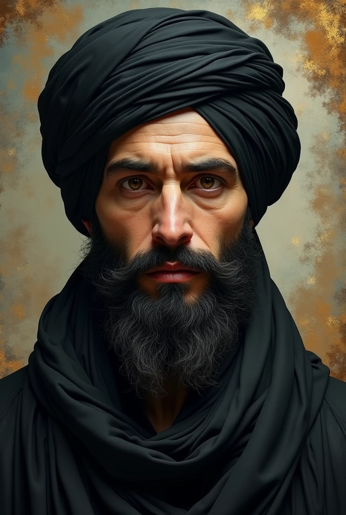 "hyper-realistic portrait of a thirty-something Israeli man with light brown eyes, he wears a black turban, he wears black clothes, he has a long, pointy face, He is tall and muscular, he is the father of two young girls, and has a beautiful wife, detailed matte painting, deep cores, Fantastic, details Intricate, splashscreen, complementary cores, fantasy concept art, 8k resolution trend in Artstation Unreal Engine 5