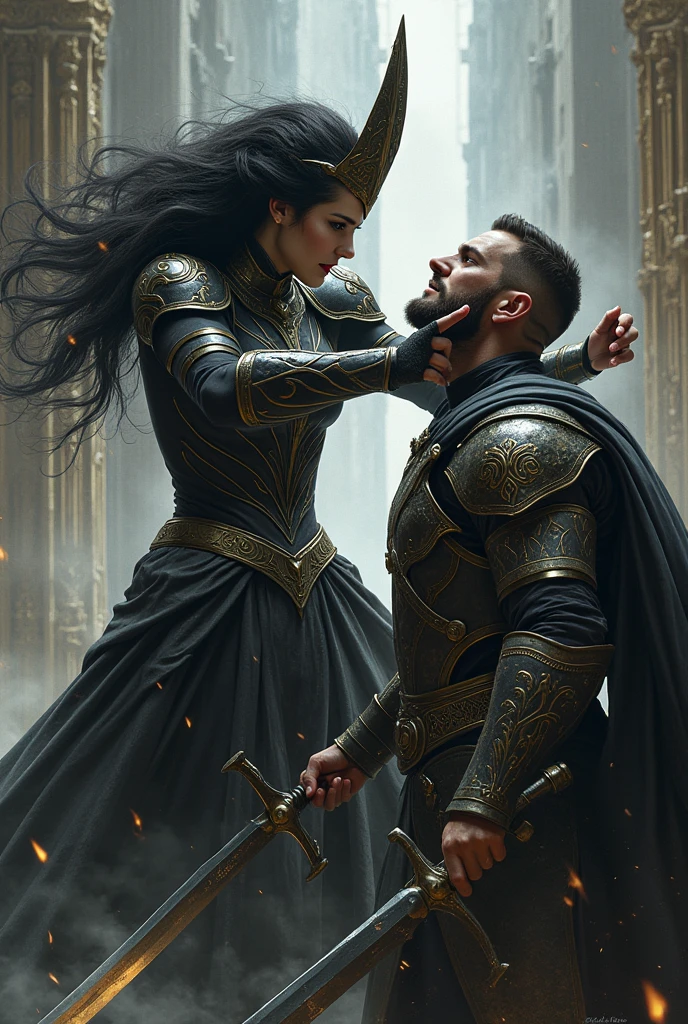 a picture of hela slicing throat of a warrior of asgard
