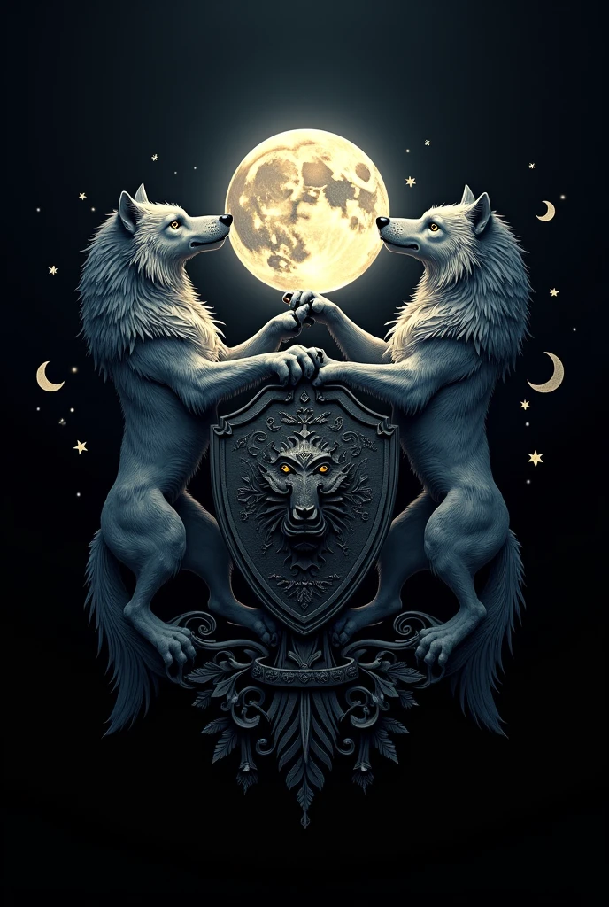 I need a moon coat of arms with a black background