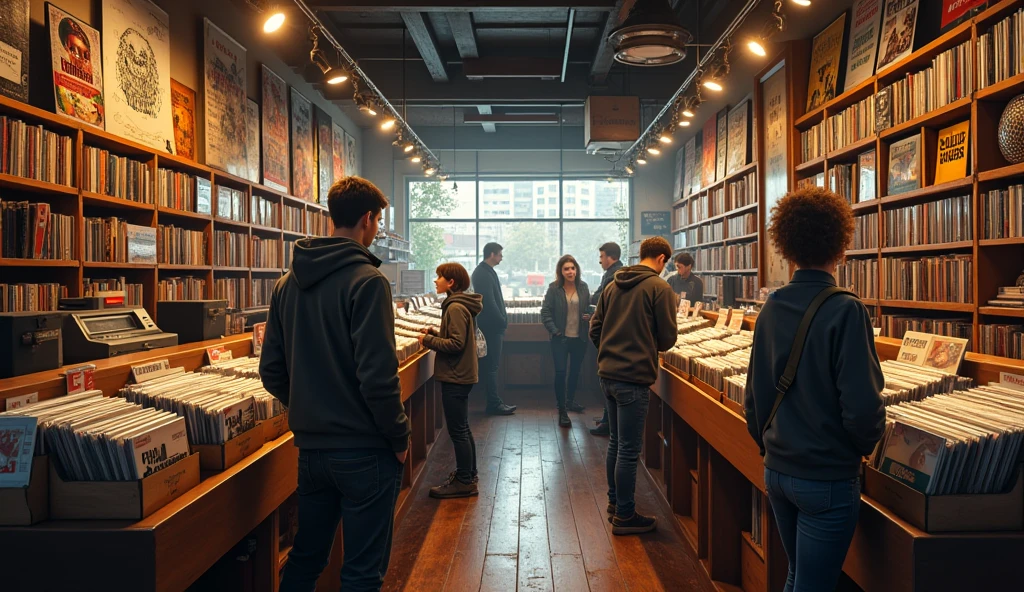 Inside a record store
