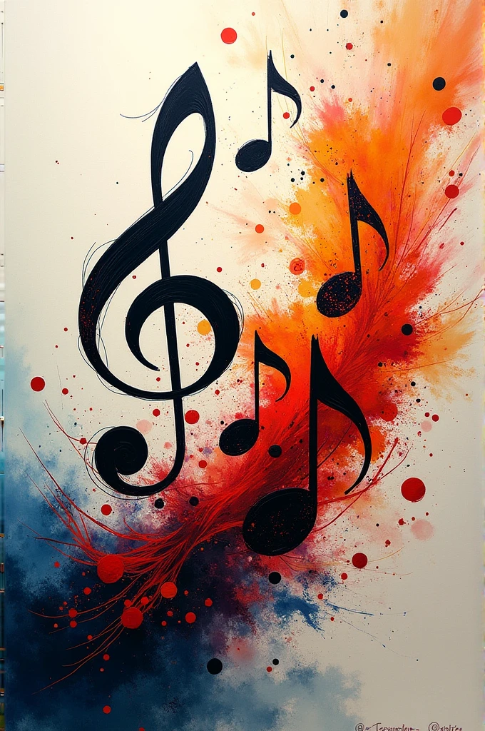 Musical notes with paint squirts