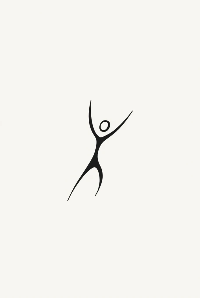 Minimalist and abstract logo of a person jumping with arms up. The illustration of the person must be made with a continuous line.