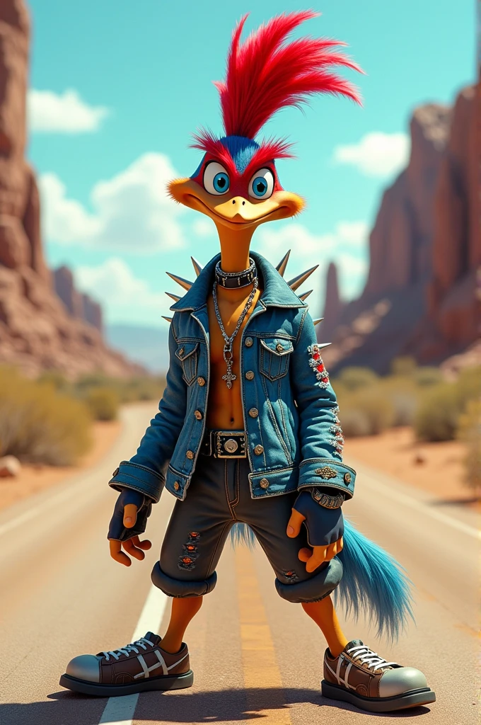 Looney Tunes Road Runner dressed as a punk