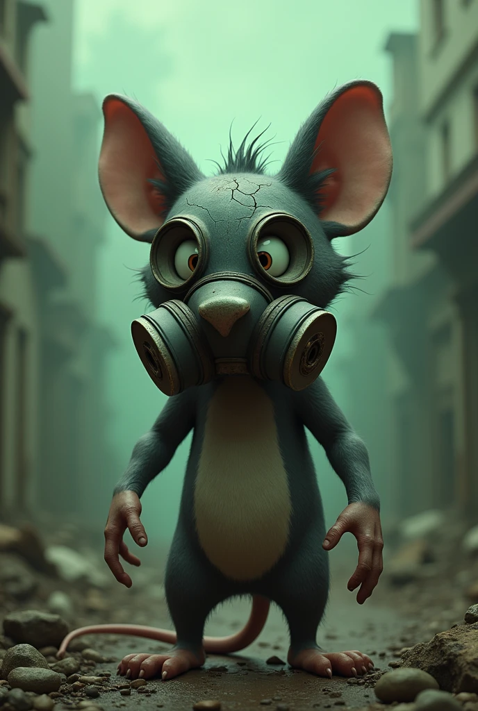 Jerry from Tom and Jerry with gas mask
