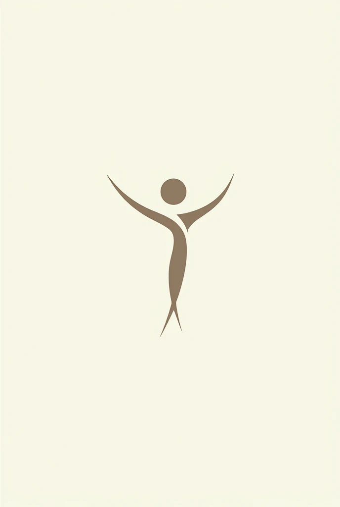 Minimalist and abstract health logo of a person with arms up. The illustration of the person must be made with a continuous line.