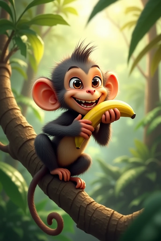 Monkey eating banana