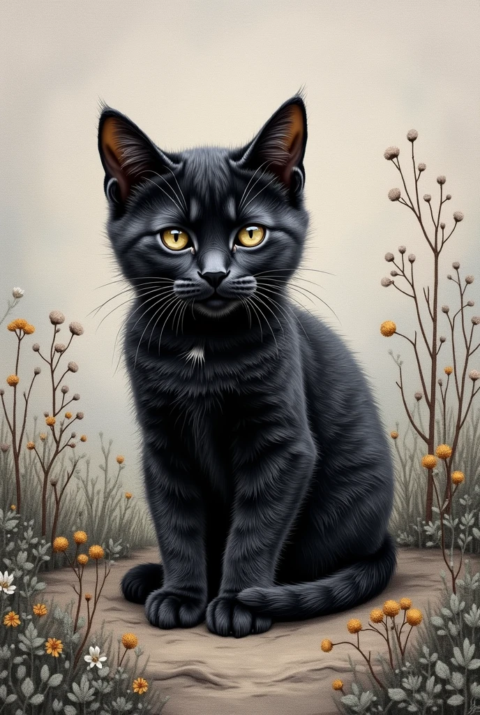 British Shorthair，Embroidery painting，Baby Cat，Black cat，Monotony