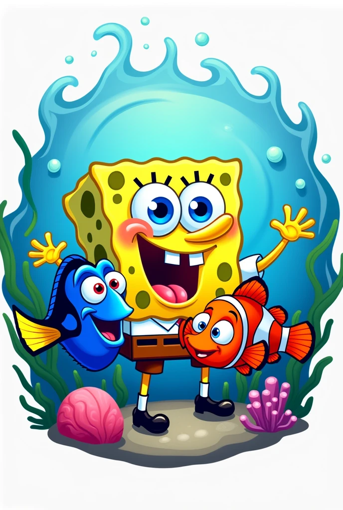 
Logo for a seafood restaurant with Sponge Bob, Dory and Nemo