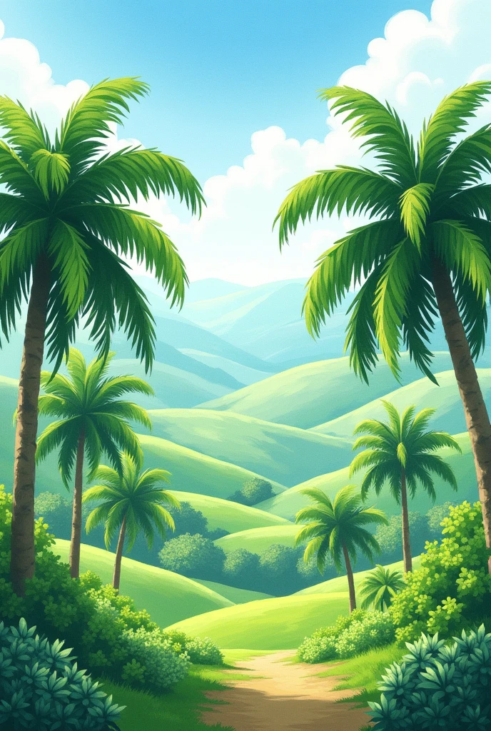 Valley of the coconut watercolor style


