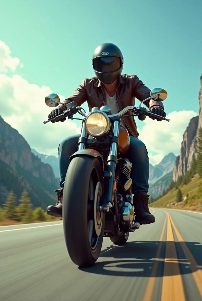 Man ride in motor cycle