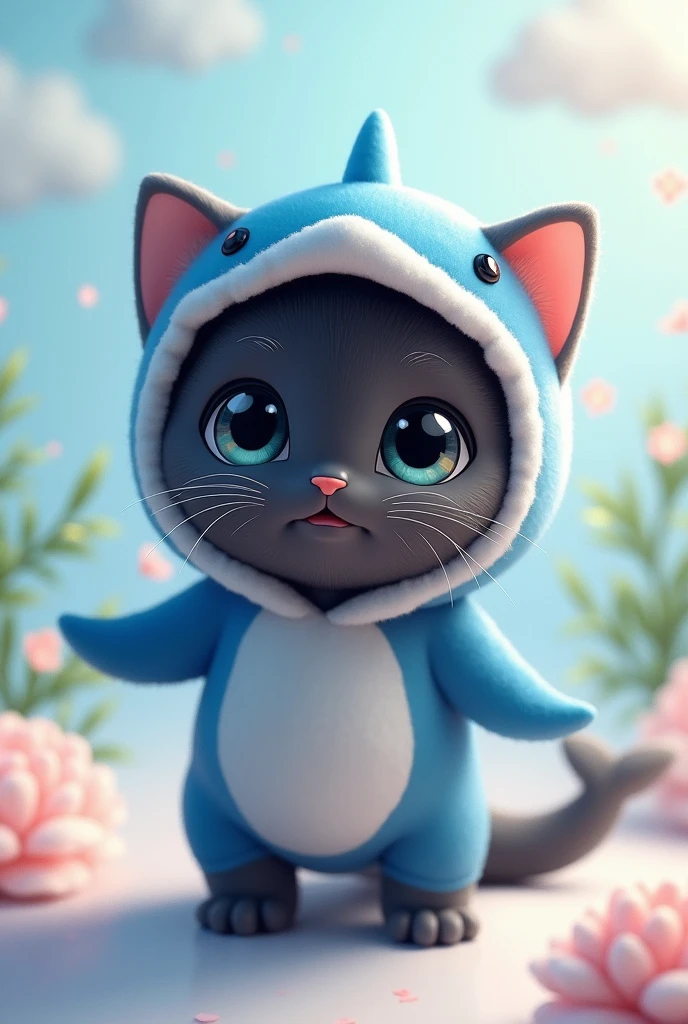 British Shorthair,Anime Touch, Cat,Black cat,Dolphin Costume