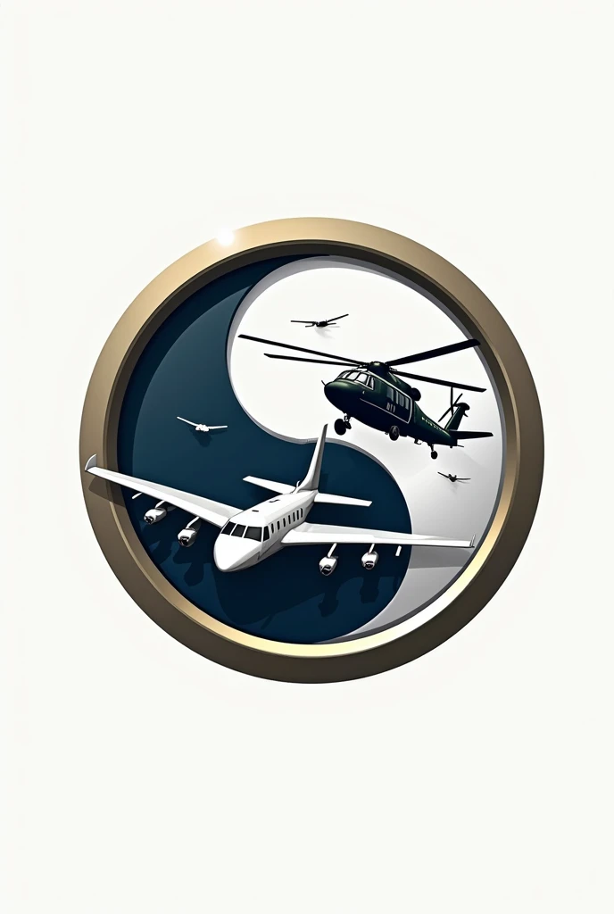 Army student pilot 69 yin-yang logo it have a plane on left side near number 6 and have a helicopter on right side near number 9