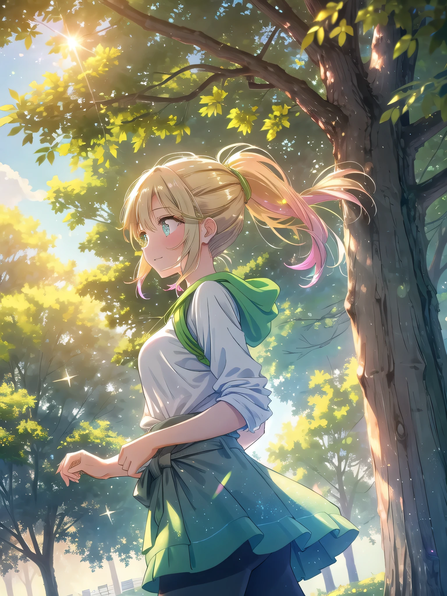 ((8k, Highest quality, masterpiece: 1.3)),Ultra-high resolution,(1 girl, alone), (Color changing eyes, Ultra-detailed, Expressive brilliance, Glitter, Glowing Eyes), Highly detailed eyes, Highly detailed face, Random Hair, ((pastel colour))Jogging in the Park
The woman is jogging along a tree-lined path in a park, dressed in a light grey sports bra and matching leggings, with her hair tied back in a high ponytail. The late afternoon sun casts a golden glow over the scene, creating a serene and peaceful atmosphere. She glances at the camera over her shoulder with a determined yet cheerful expression, her cheeks slightly flushed from the exercise. The park is lush and green, with the sound of leaves rustling in the breeze and birds chirping in the trees. A water bottle is strapped to her waist, and her earbuds dangle from her ears as she enjoys her run, completely at ease in her surroundings.
