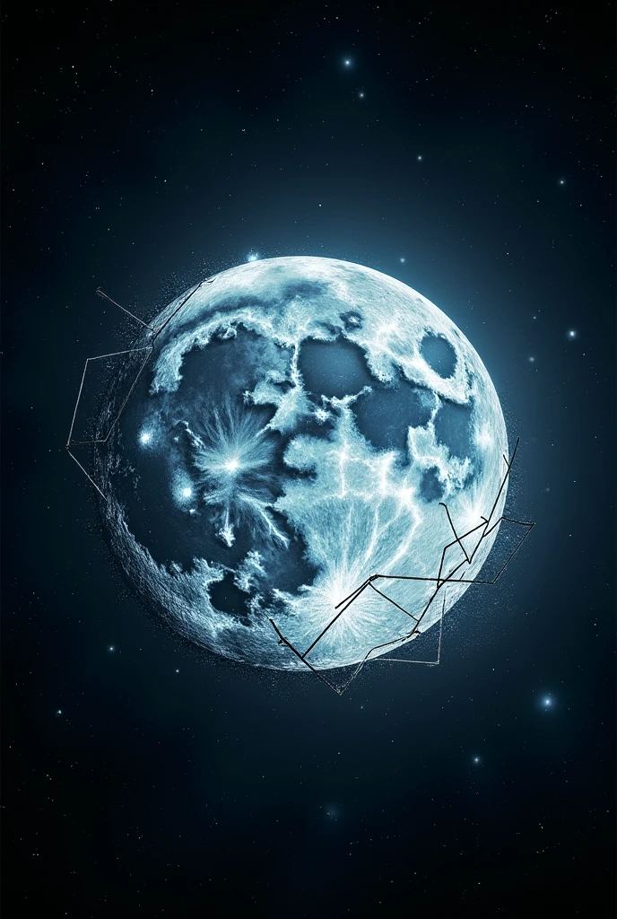 I need a png of the full moon with artistic lines